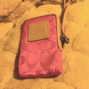 Small Coach cell phone wristlet